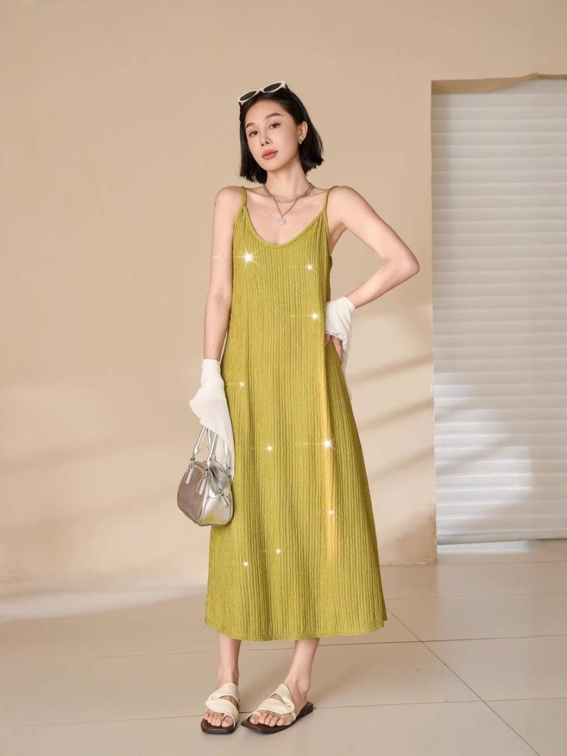 Design Sequin Pleated Temperament Camisole Dress