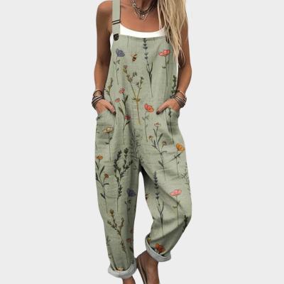 Women's Digital 3D Printing Buttons Casual Suspender Trousers Suspenders