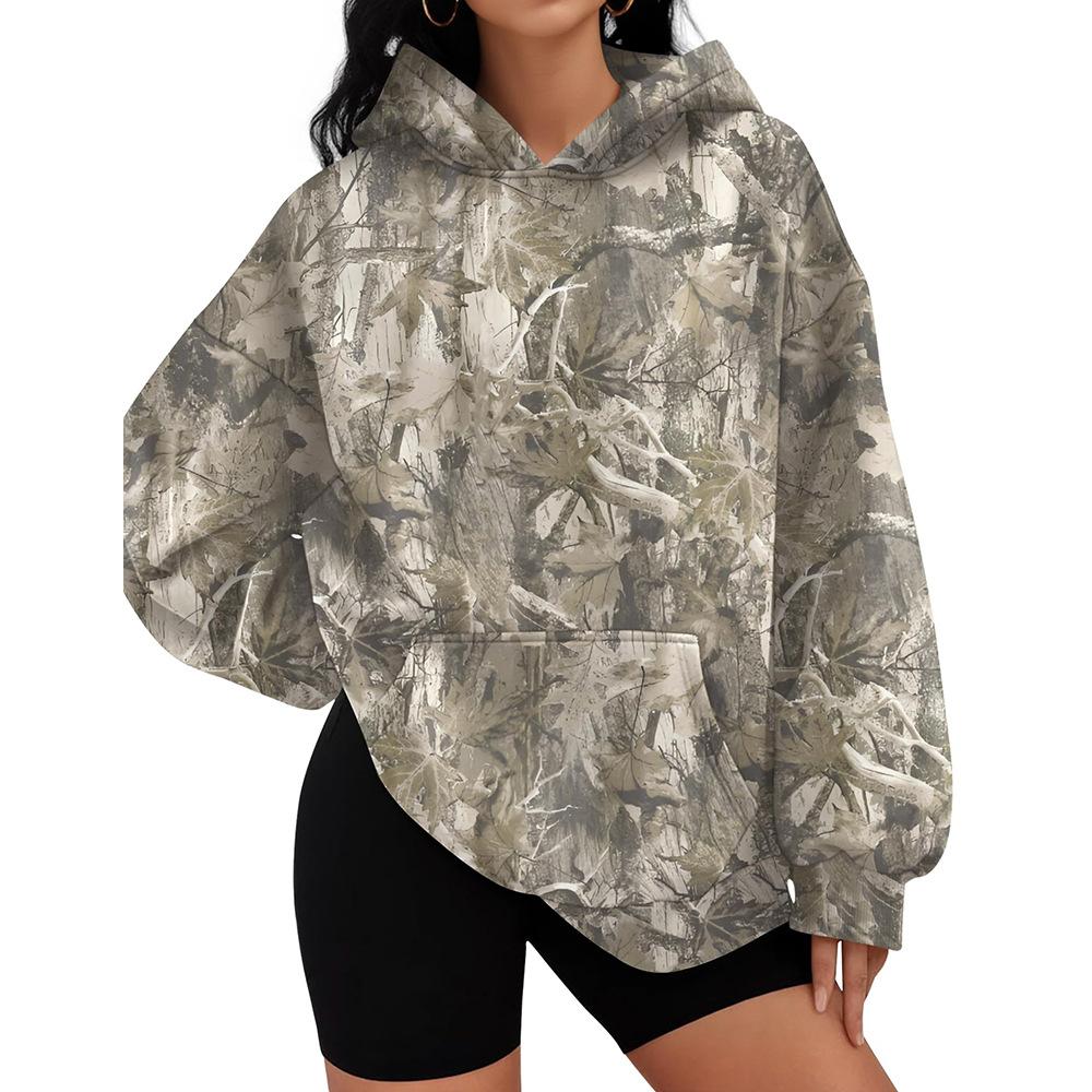 Branch-pattern Print Loose-fit Sweatshirt With A Hood