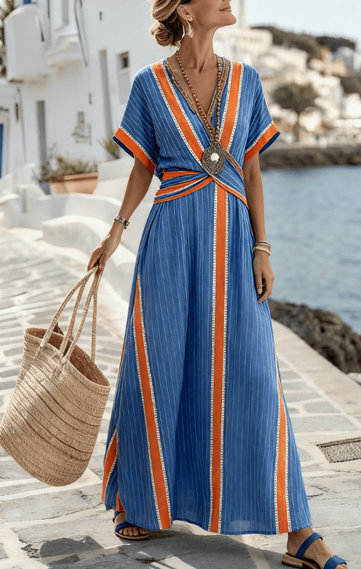 Women's Large Loose Striped Print Dress