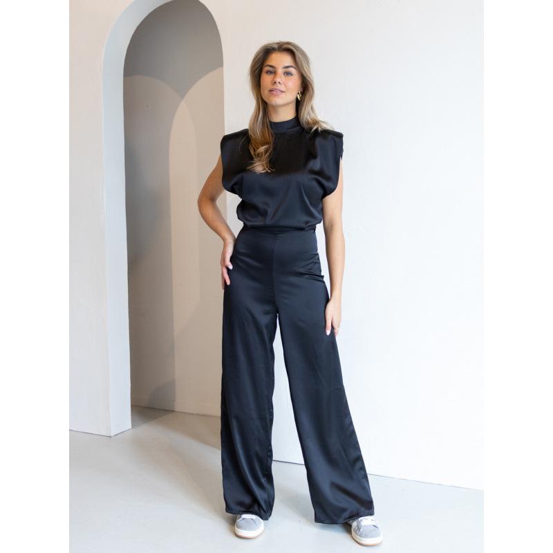 Backless Evening Dress Jumpsuit Solid Color Casual Straight Pants