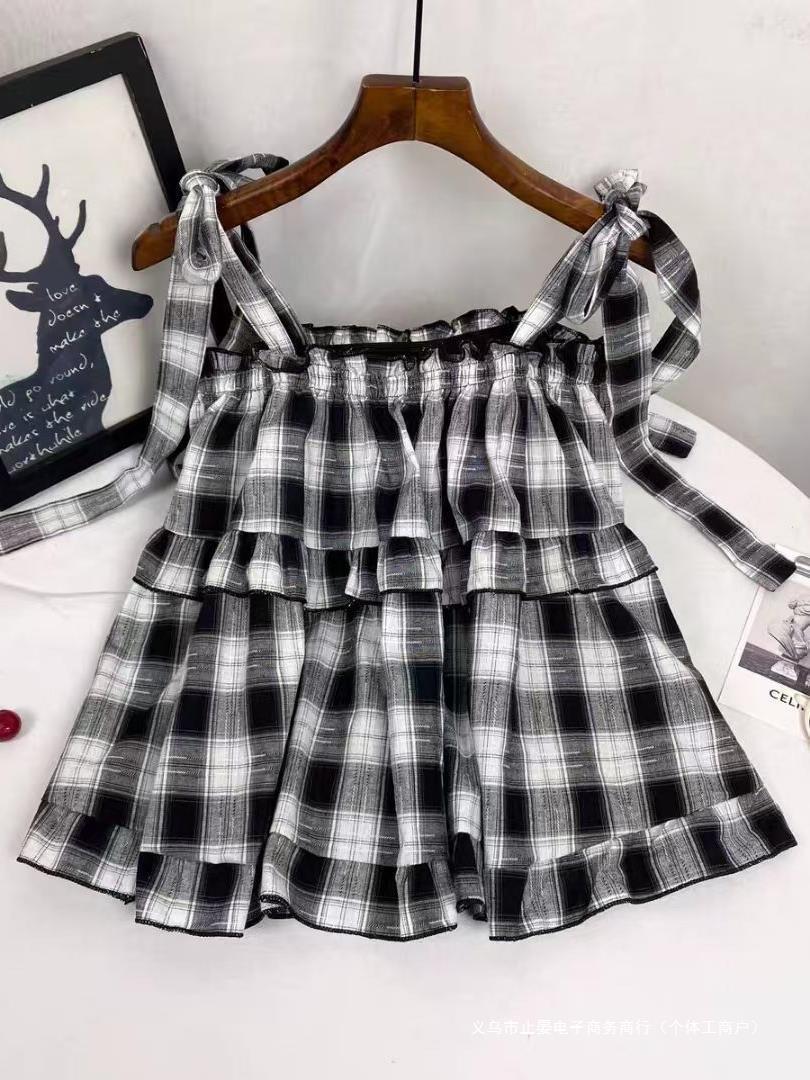 Sweet Girl Summer New Western Style Youthful-looking Ruffle Sleeveless Vest Women's Top