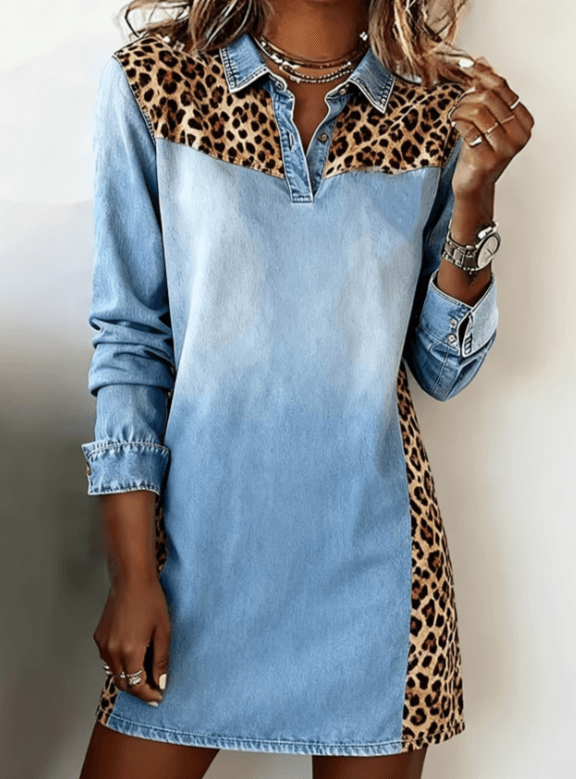 Retro-style Collared Women's Long-sleeved Midi Shirt Dress