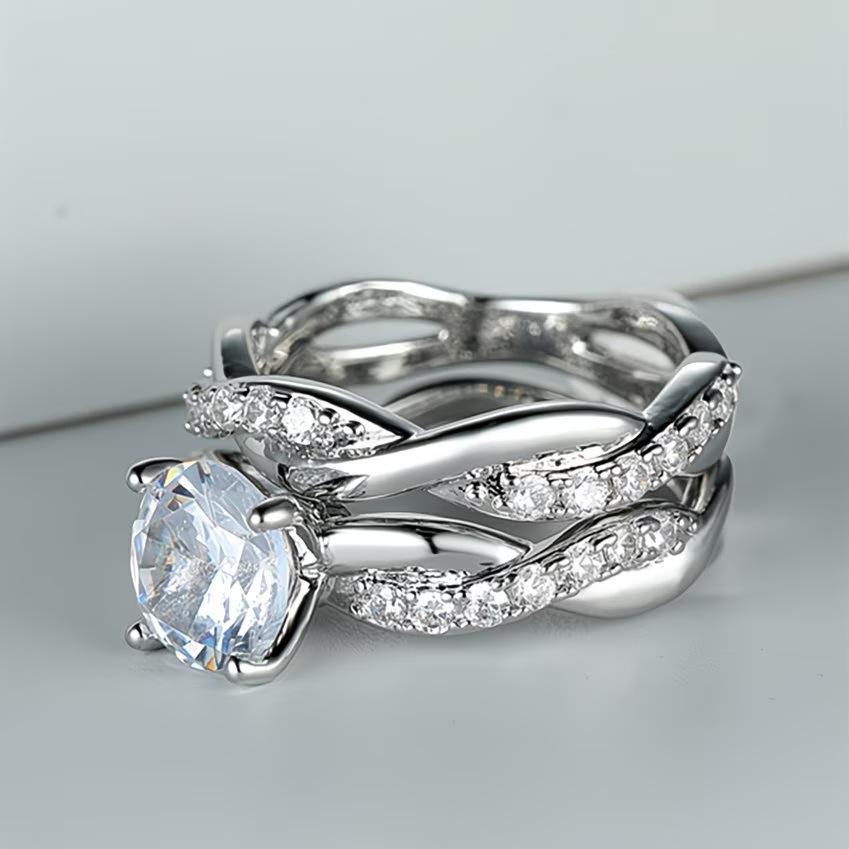 Zircon-inlaid Mens And Womens Ring