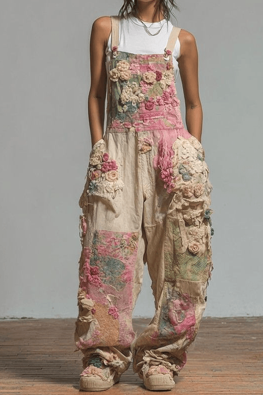 Casual Women's Bohemian Style Woven Loose Overalls