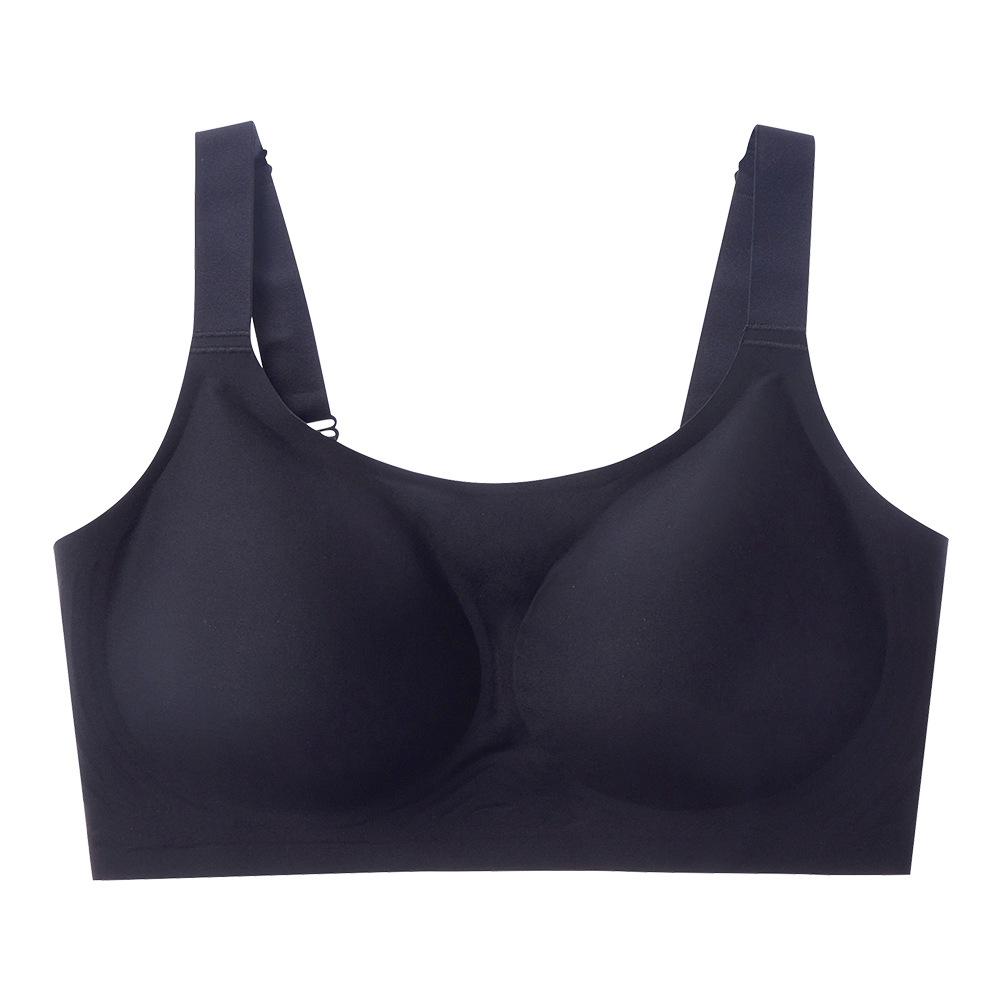 Womens Solid-Color Simple Seamless Jelly Gel Plus-Size Bra