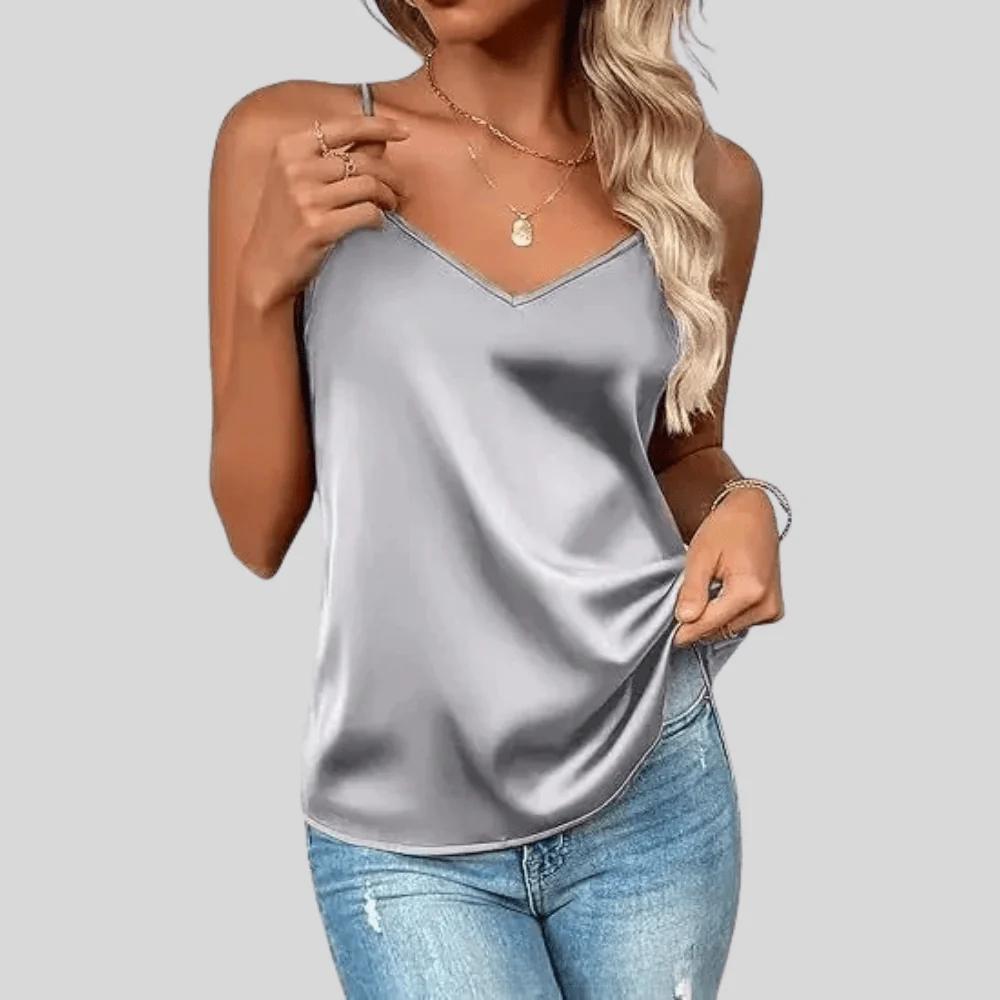 New Women's Silk Adjustable Spaghetti Strap Tank Top Loose