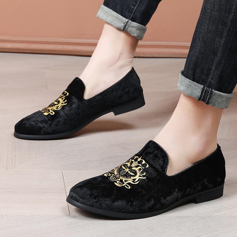 Mens Embroidered Shoes Slip-on Loafers Summer Style