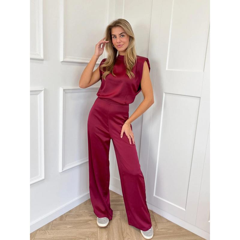 Backless Evening Dress Jumpsuit Solid Color Casual Straight Pants
