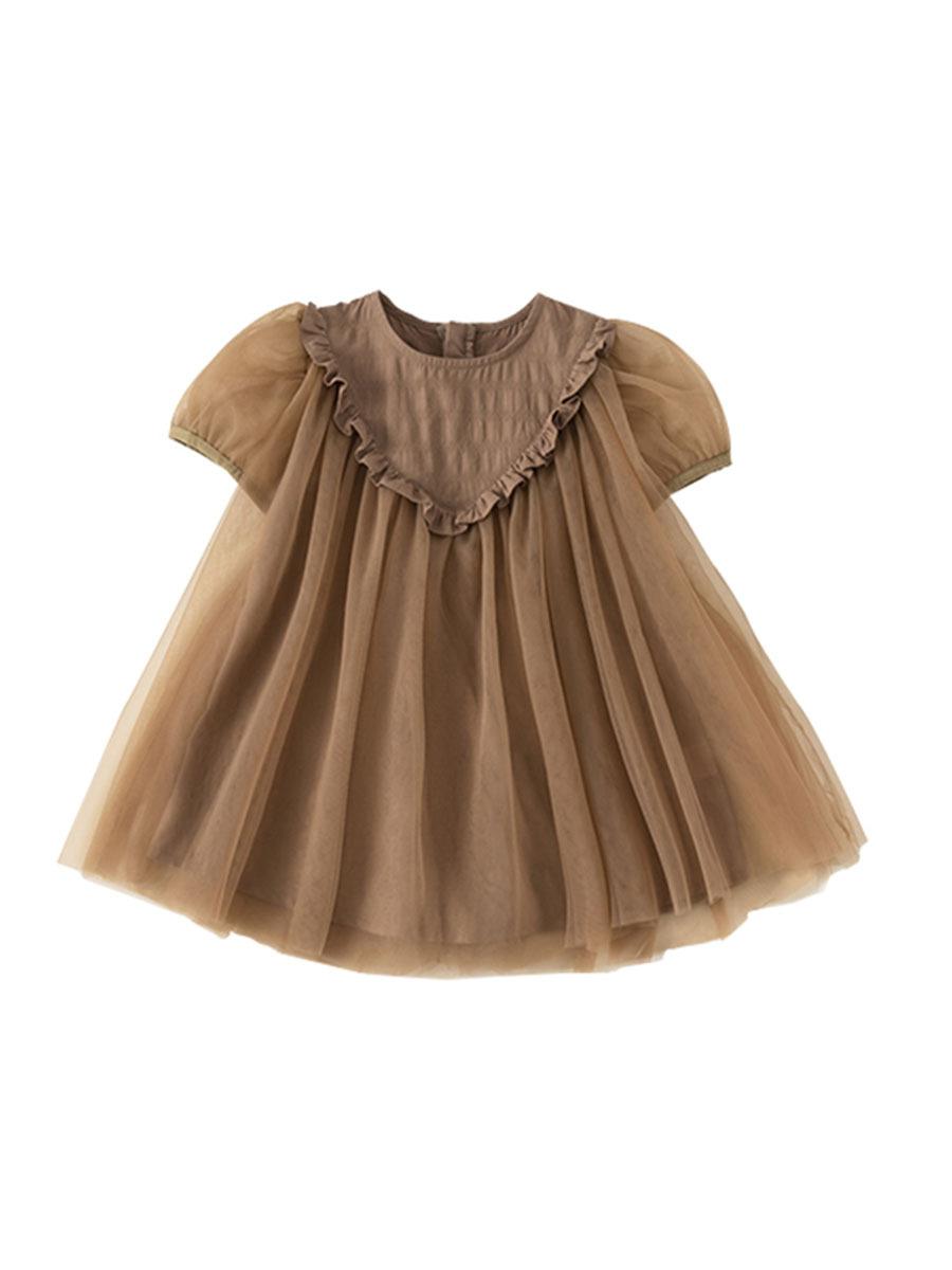 Solid-color Children's Princess Puffy Dress