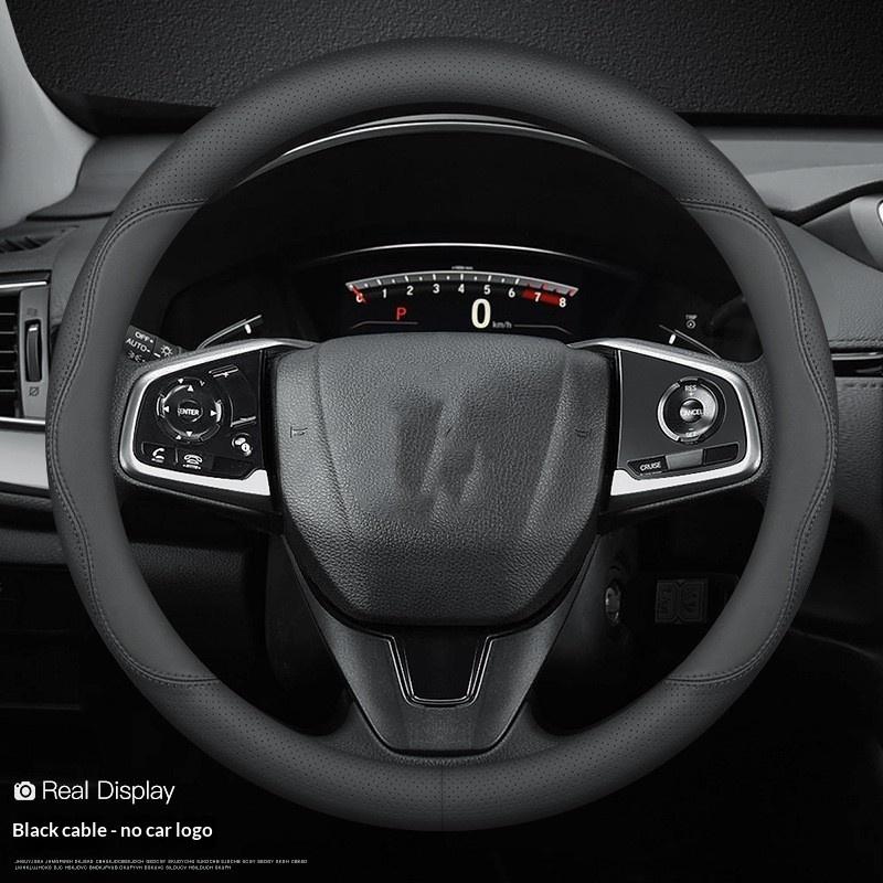 Cowhide Steering Wheel Cover Sporty Style