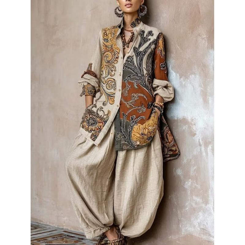 Printed Shirt And Pants Two-piece Set