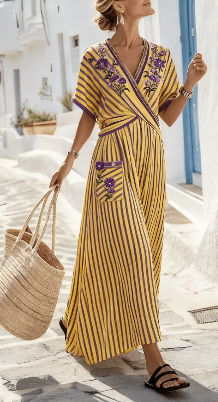 Women's Large Loose Striped Print Dress
