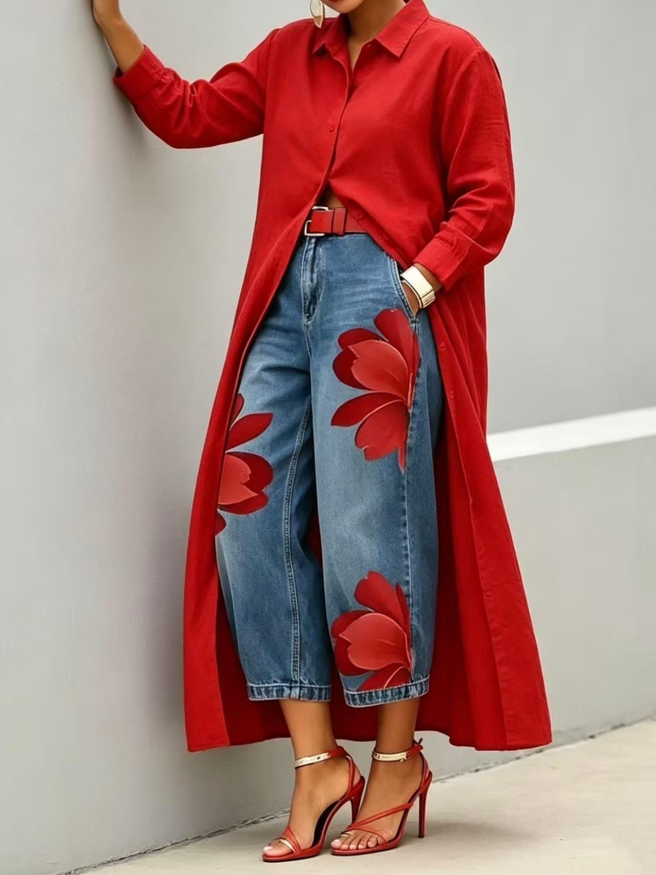 Loose Comfortable Versatile Printed Wide-leg Trousers