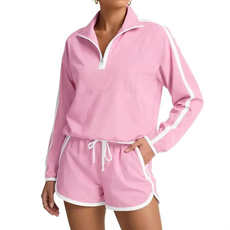 Color-block Striped Shorts Two-piece Set
