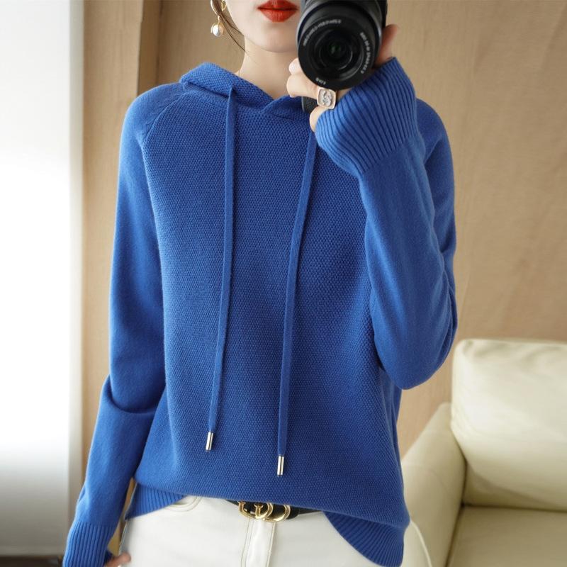 Thick Sweater Base Layer Coat Top Hooded Wool Knit Sweater