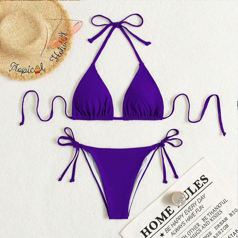 Sexy Hot Girl Halter Bikini Split Swimsuit Swim Trunks
