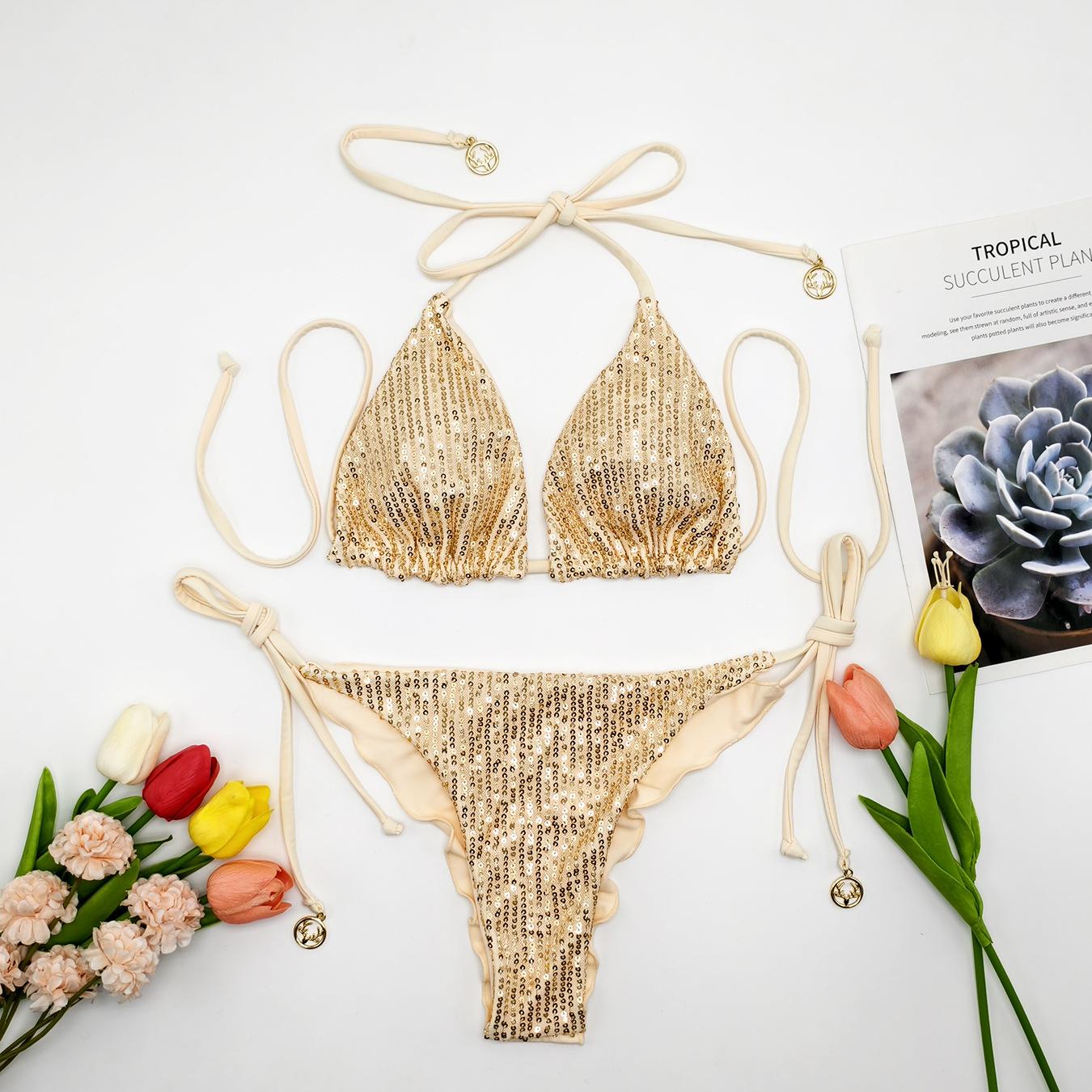 New Shiny Sequin Womens Bikini Briefs