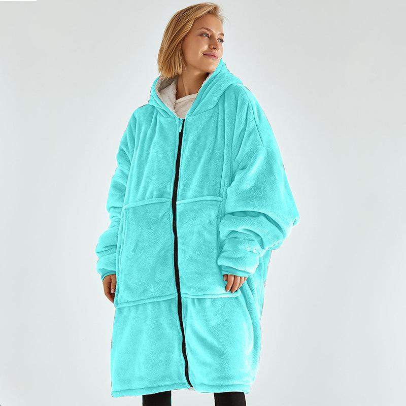 Womens Hooded Pajamas Thermal Clothing With Fleece Lining And A Cozy TV Blanket