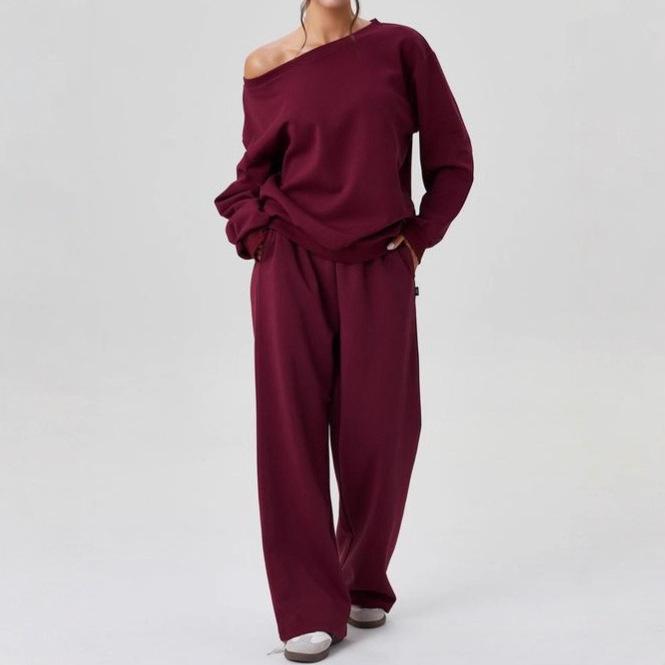 Sporty Casual Two-piece Set With A Trendy Off-shoulder Design