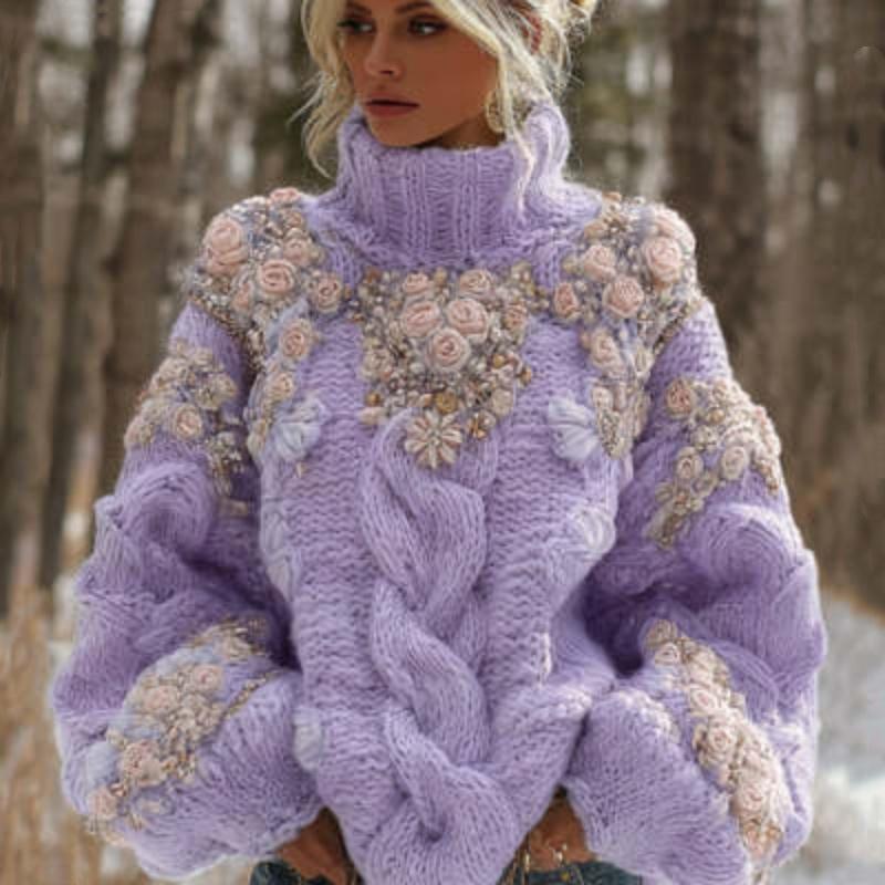 3D-printed Loose-fitting Turtleneck Sweater