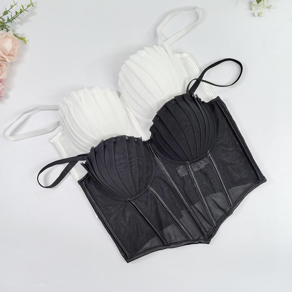 Irregular Pleated Body-hugging Strapless Outerwear Boned Corset