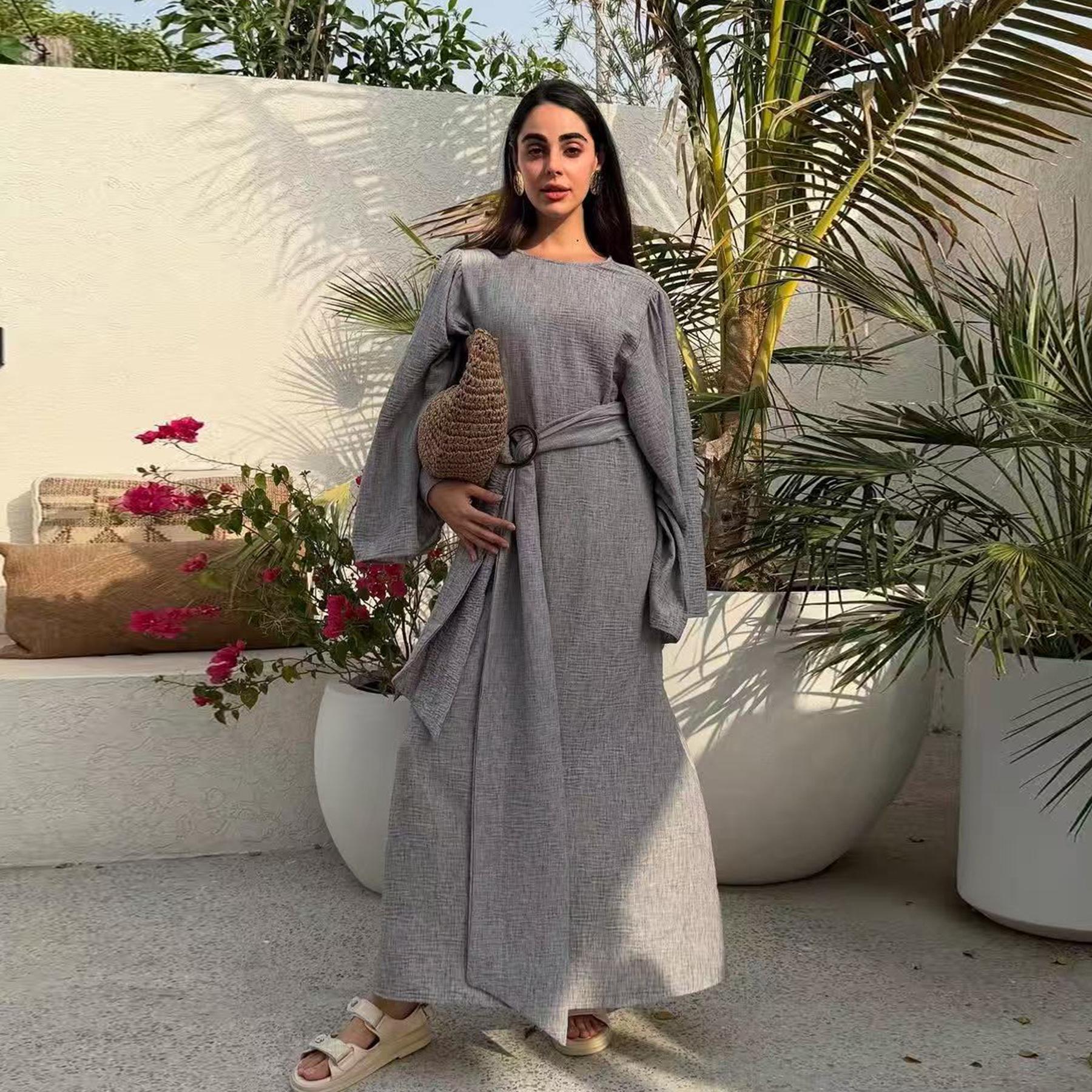 Euro-American Dubai Style Loose Waistline Sleeve Dress