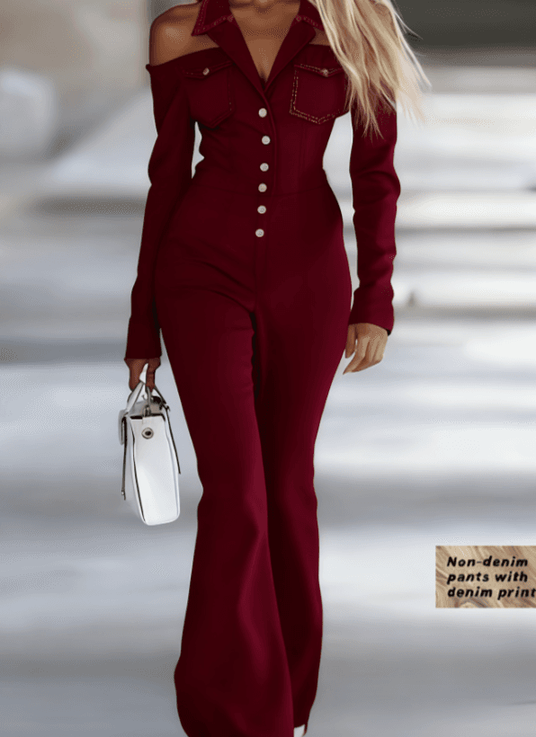 Sexy Off-the-shoulder Long-sleeve Jumpsuit