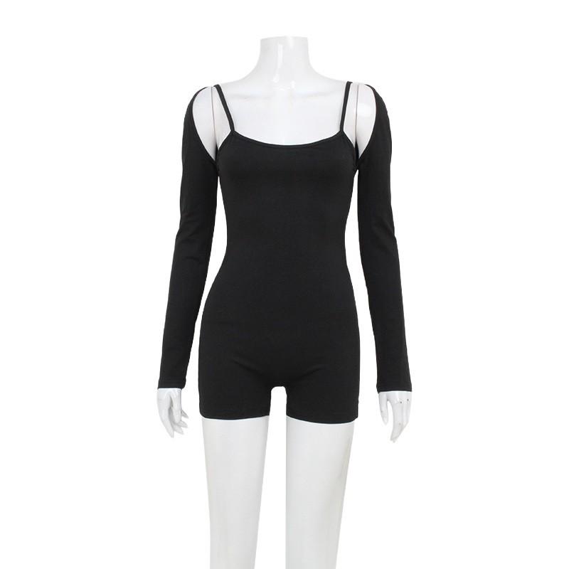 Stylish Solid-Color Slim-Fit Athleisure Jumpsuit Set