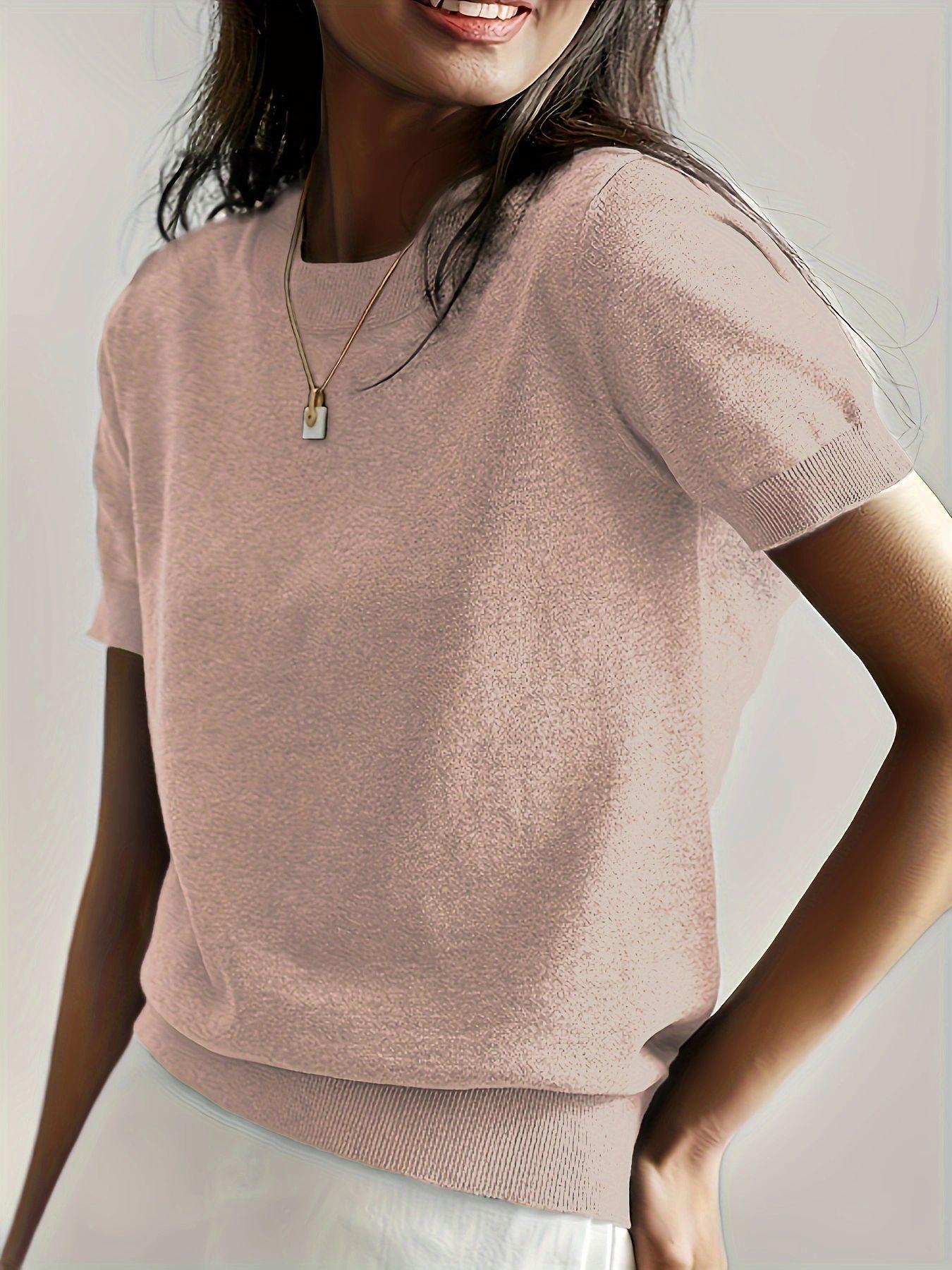 Round Neck Short Sleeve Thin Loose Casual Women's Sweater