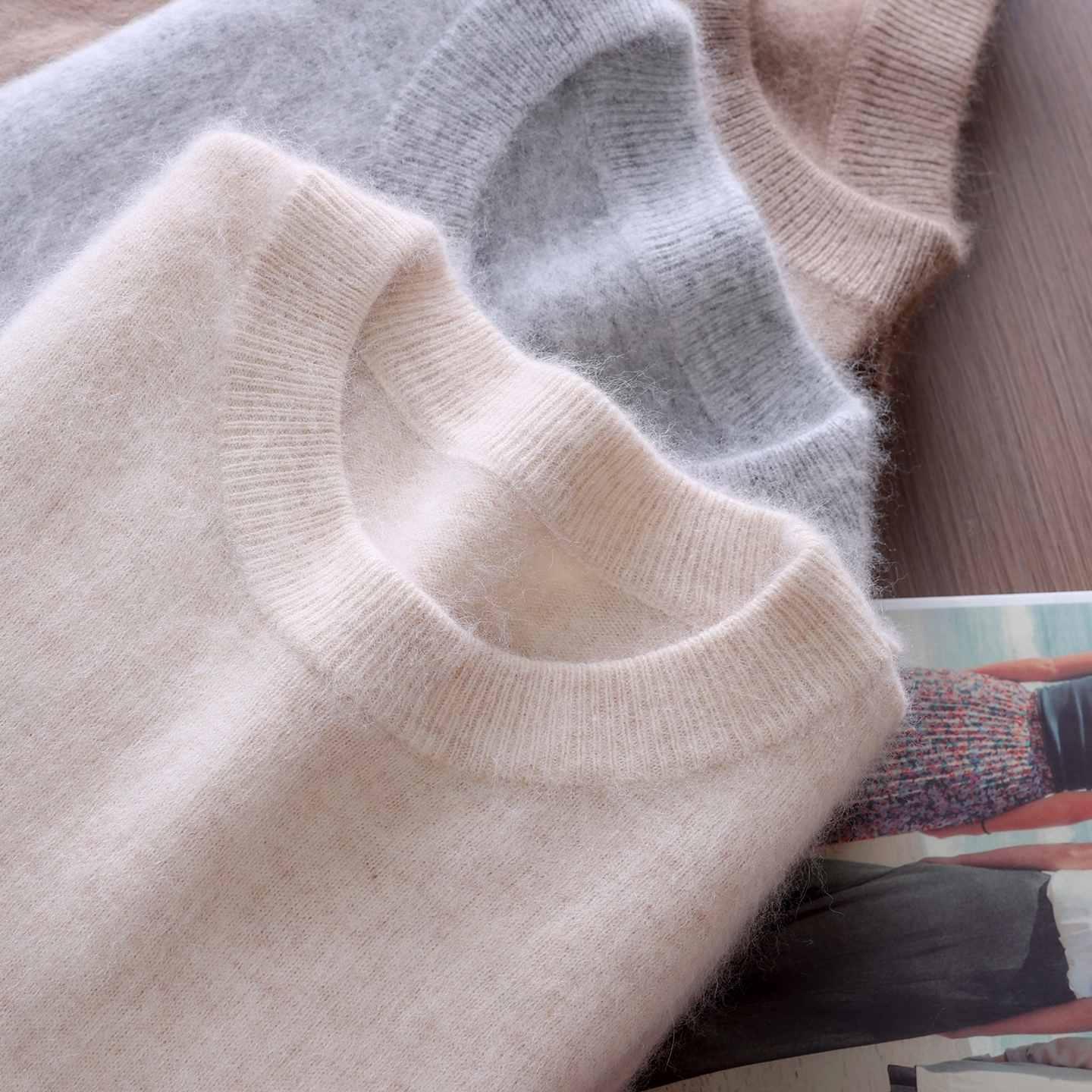Half Height Round Neck Mink Fleece Fashionable Soft And Versatile Women's Fleece Sweater