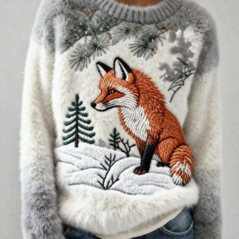 Christmas 3D Digital-printed Flannel Crewneck Hoodie