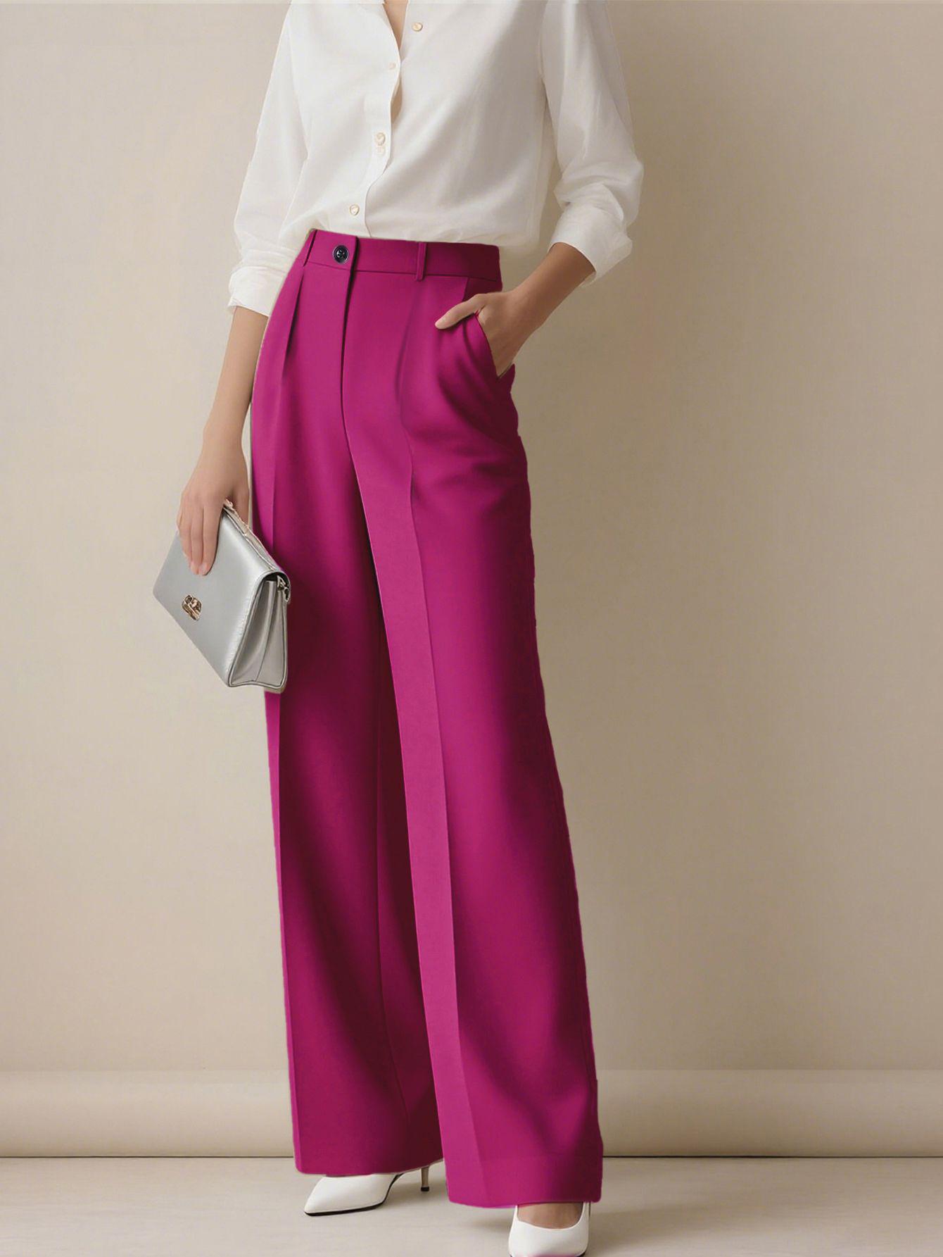 European And American-style High-waisted Drapey Straight-leg Dress Pants