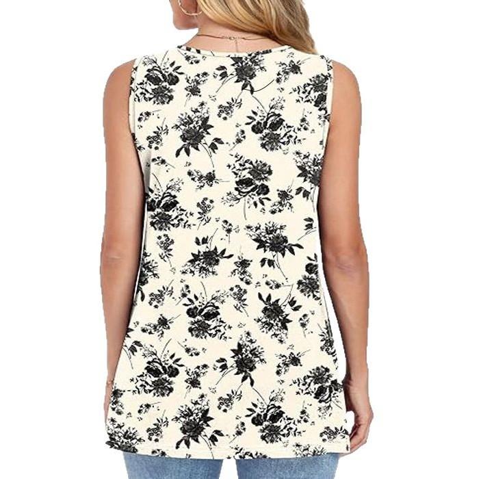 Womens Floral-Print Crew-Neck Knitted Sleeveless Tank Top