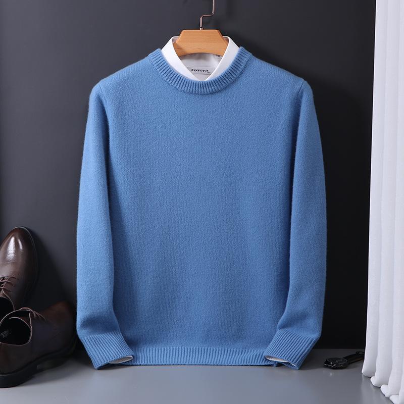 Pure Wool Sweater Men's Round Neck Pullover