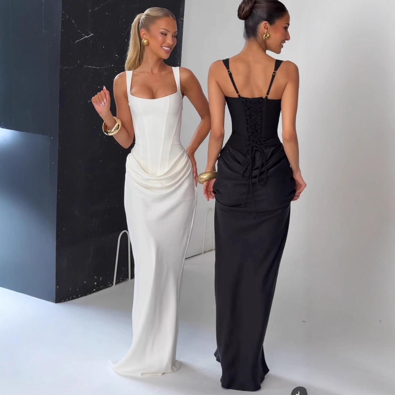 Women's Solid Color Strappy Tie Dress