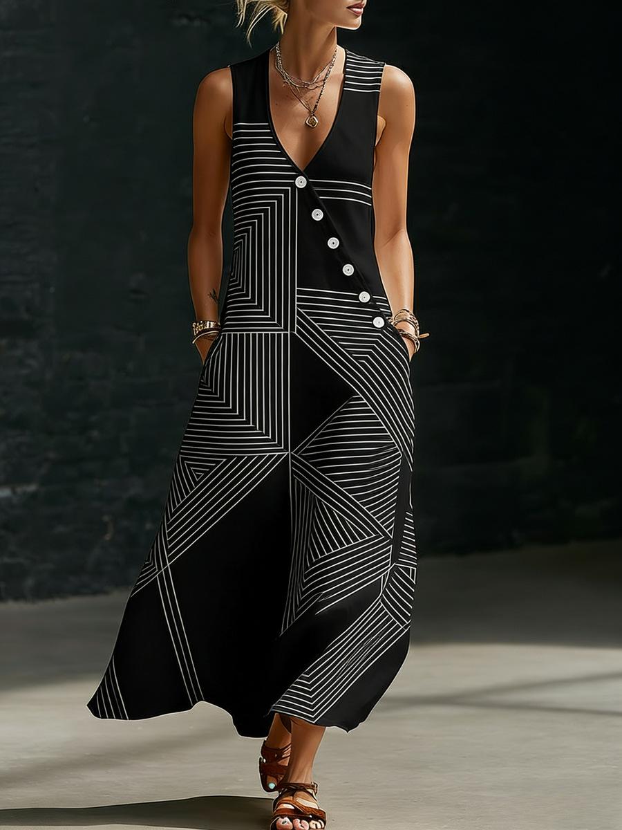 Loose-fitting V-neck Cross-over Shirt And Wide-leg Pants