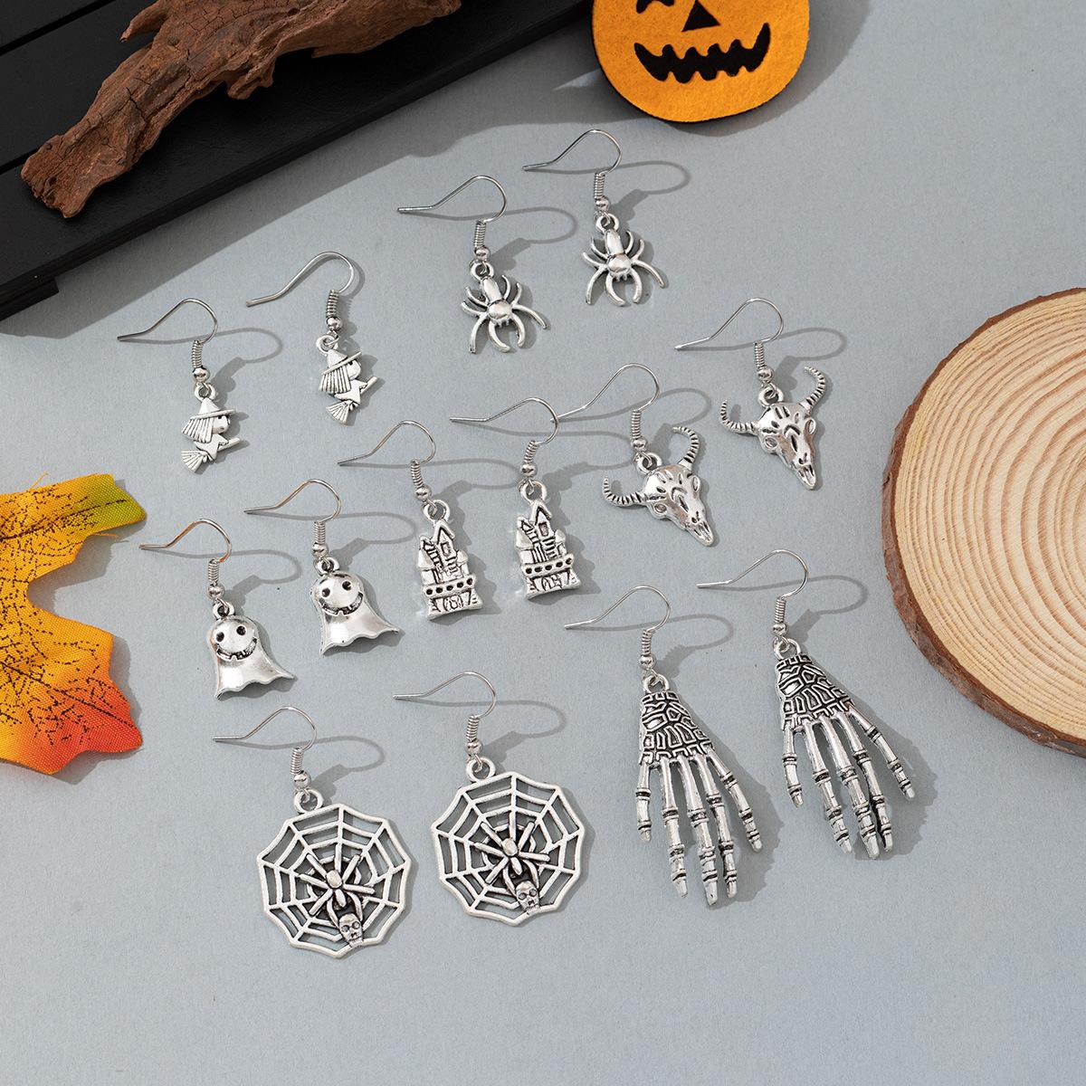 Horror Bat Pumpkin Skull Earrings Womens European And American Style Fashion