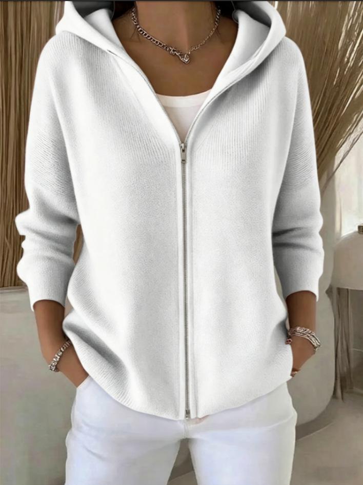 Zip-up Knitted Hooded Sweater Cardigan Coat