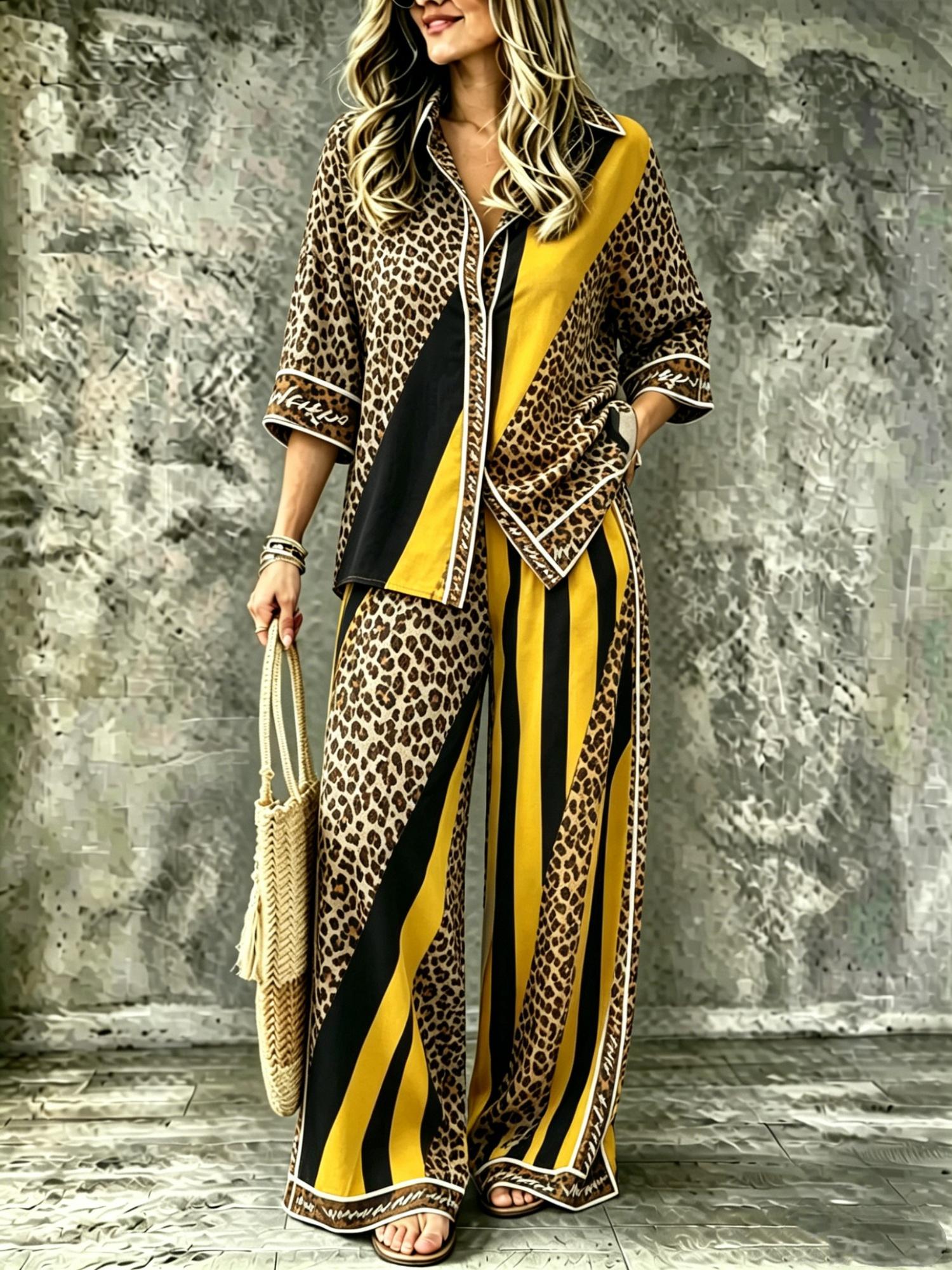 Spring Summer Womens Shirt Set With Digital Print