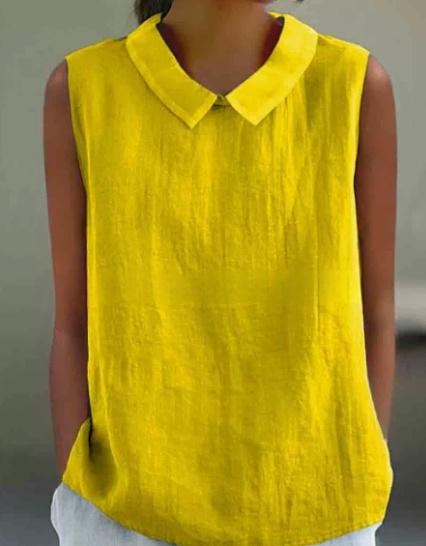 Artistic Womens Black Sleeveless Loose-fitting Top With A Collar