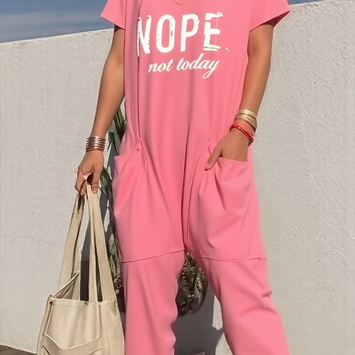 Strictly Selected 2025 European And American Cross-border SummerWomen's Wear Unique Stand-up Pure Color V-neck Extra Large Pocket Low-end Jumpsuit