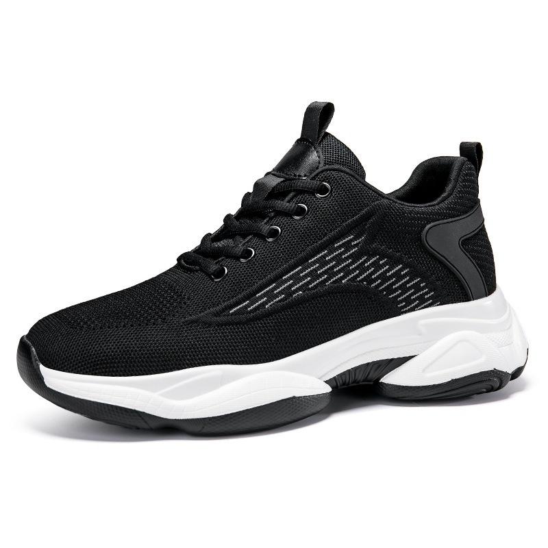 Lace-up Flyknit Mesh Height-increasing Casual Sports Shoes
