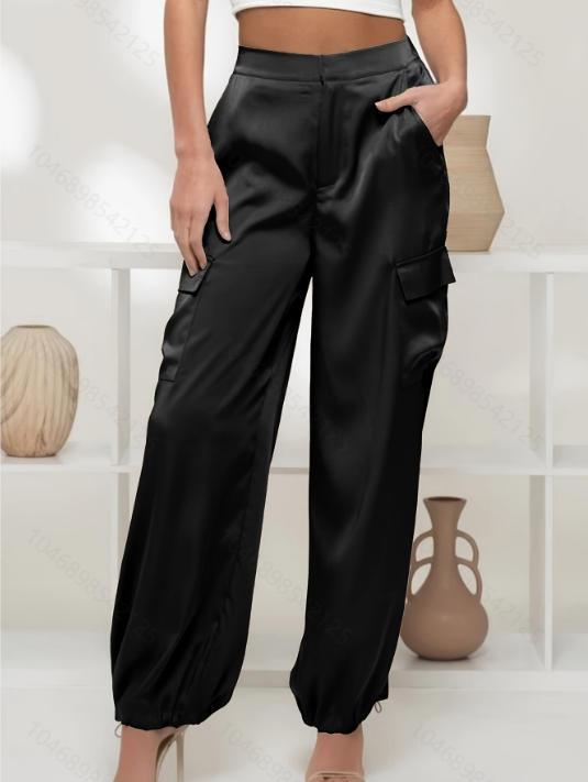 Western-style Womens Satin Cargo Pants