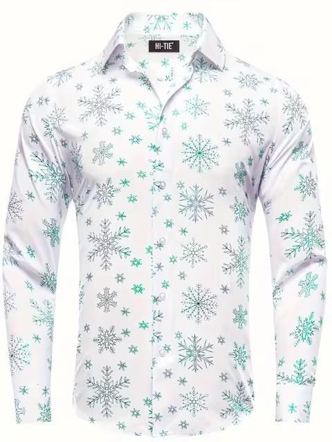 Men's Long-sleeve Shirt With A Snowflake Pattern