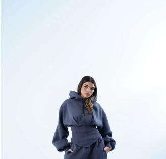 Womens Slim-fit Waist-cinching Hoodie And Drawstring Pants Two-piece Set