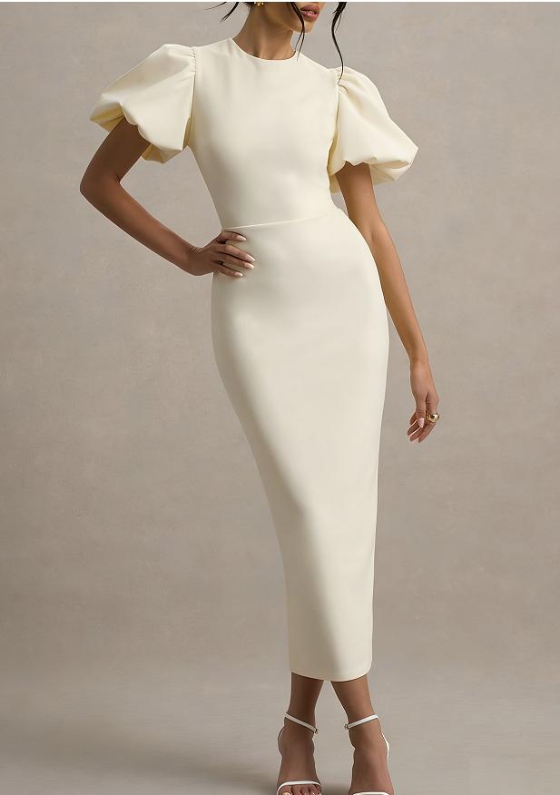 Minimalist Luxury. A Navy Round-neck Pencil Skirt