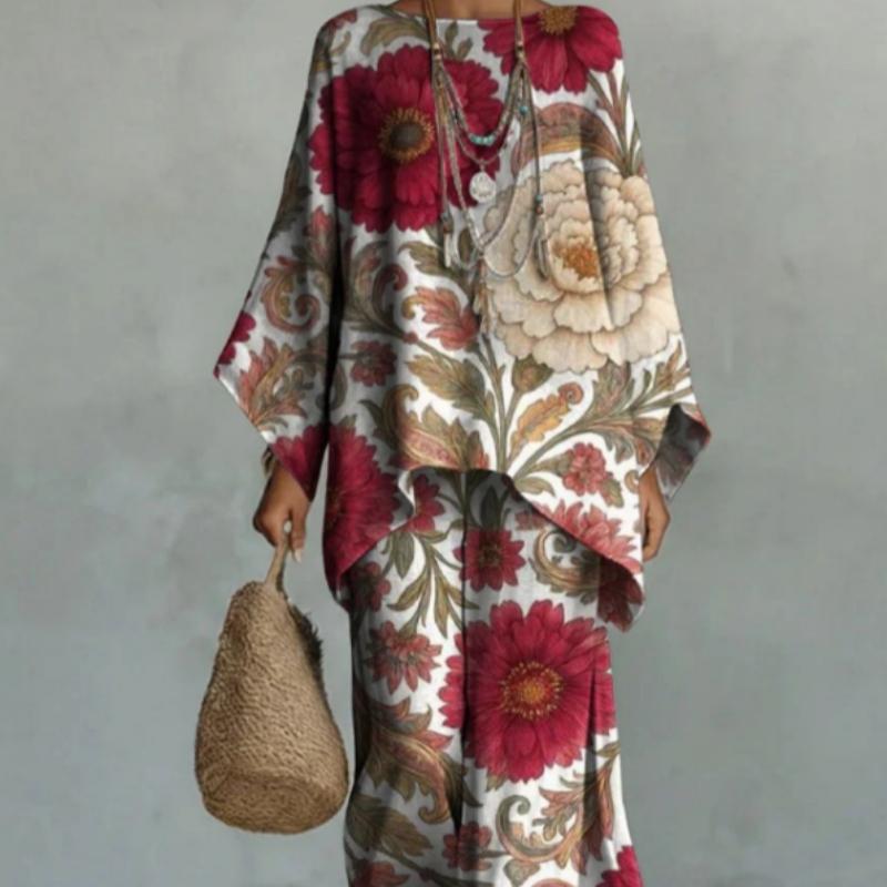 Womens Simple Loose-Fitting Linen Blend Shirt And Wide-Leg Pants Set