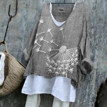 Women's Floral Loose Printed Casual Long Sleeve