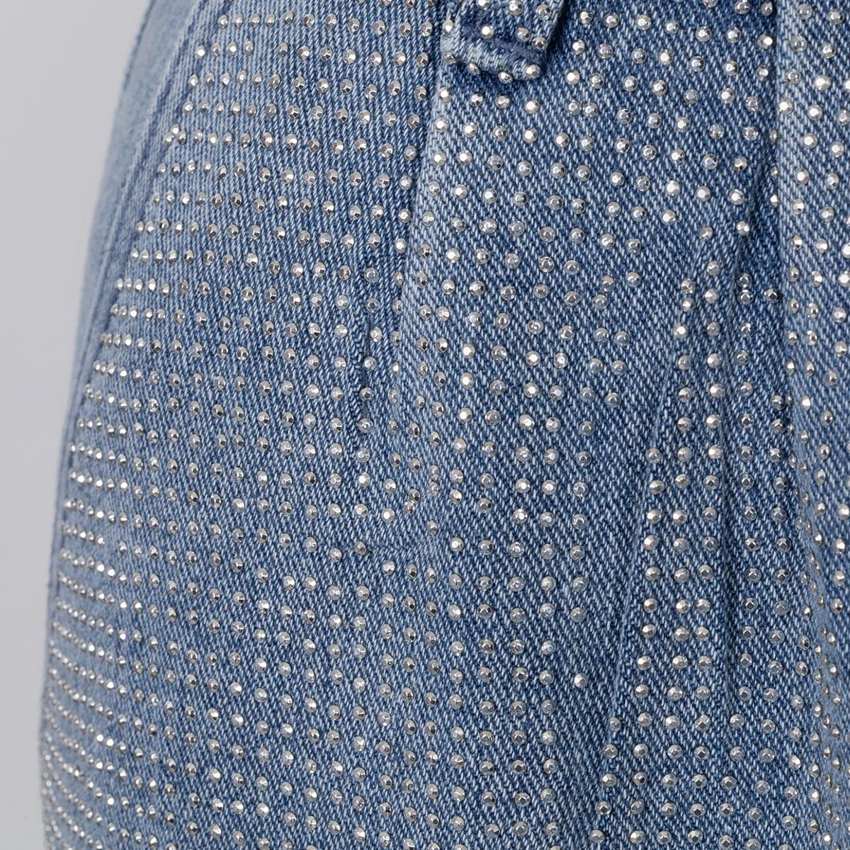 Elegant Glittery Denim Crop Top And Pants Ensemble